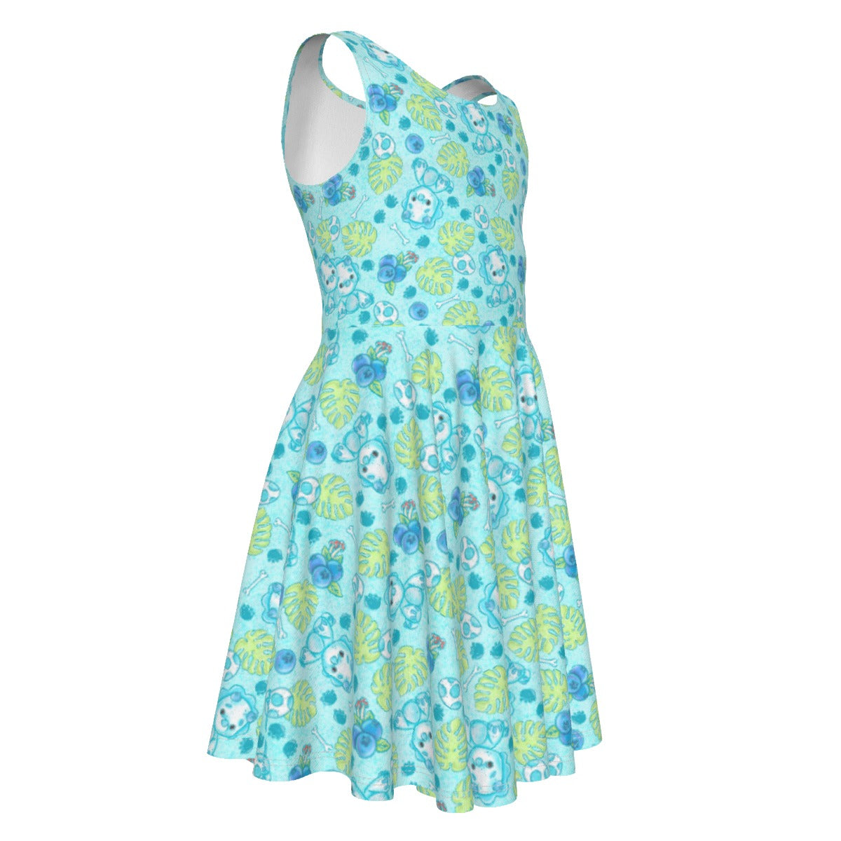Fruitimals - Blueberry Dinosaurs - Kid's Sleeveless Skater Dress