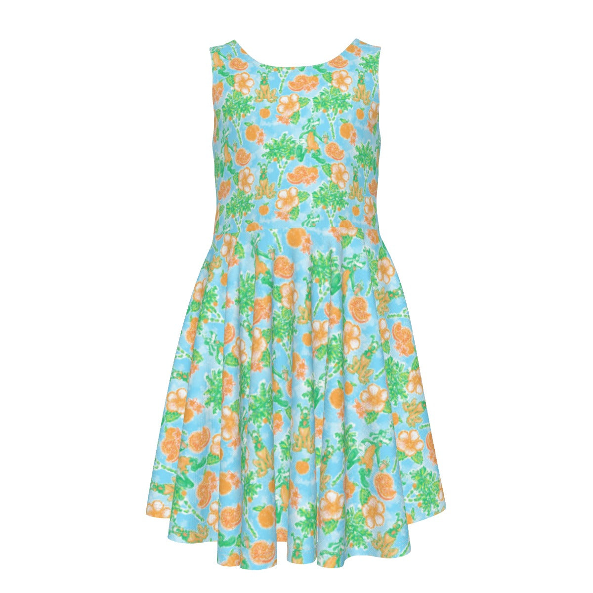 Neon Tangerine Island Palsluto - Kid's Sleeveless Skater Dress