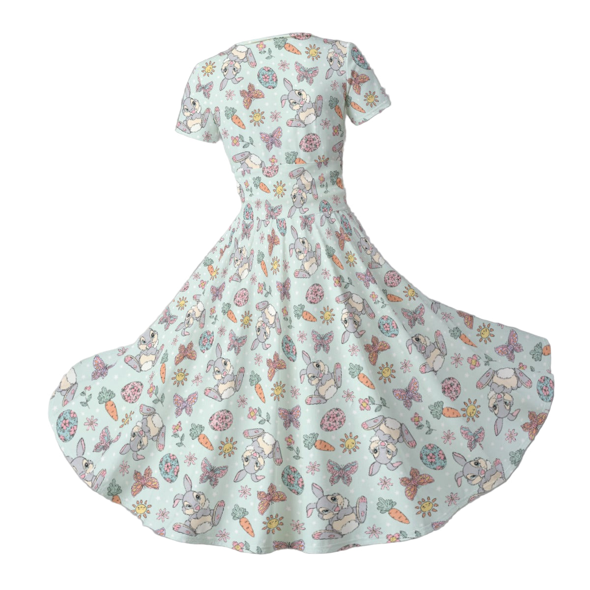 Springtime Bunny Cheer - Women's V-Neck Ruched Midi Dress