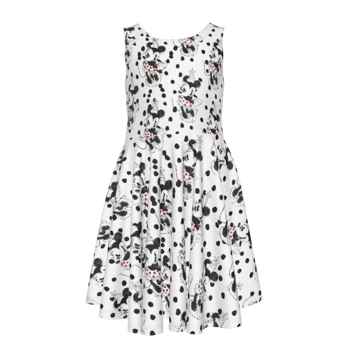 Sketch of Polka Dot Mouse- Kid's Sleeveless Skater Dress