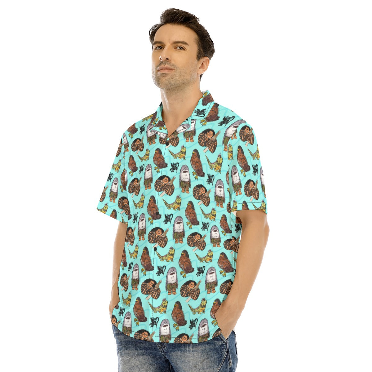 Shapeshifting Island Hero - Men's Hawaiian Button Up Shirt