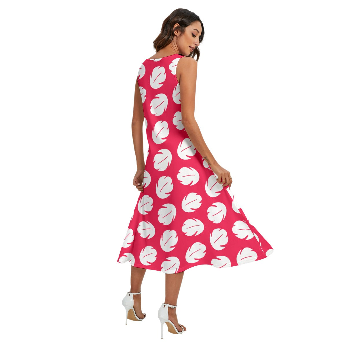 Island Leaf Print - Women’s Diagonal Pocket Midi Dress