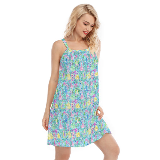 Bright Tropical Princess - Royal Garden Mashup - Women’s Adjustable Sundress