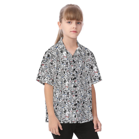 Sketchy Spotted Puppies - Kid's Hawaiian Button Up Shirt