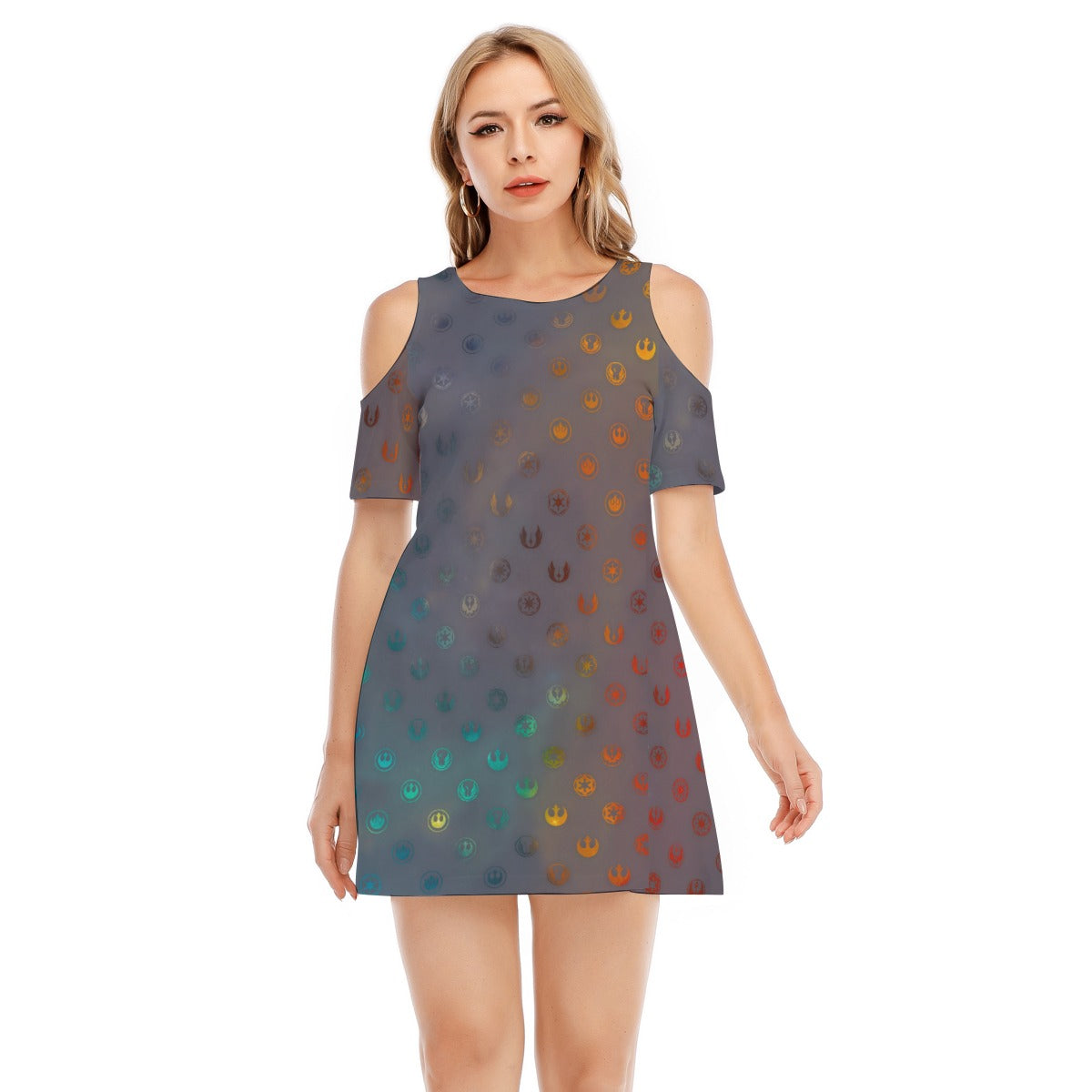 Galaxy Far Away - Women's Cold Shoulder Cotton Dress