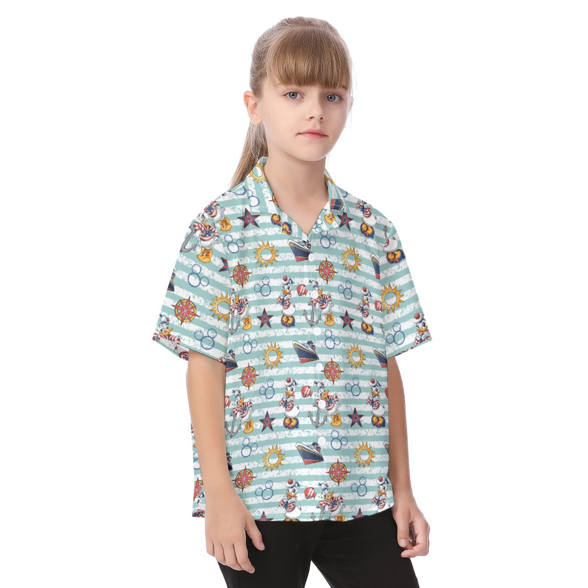 Sailor Duo on Deckaisy - Kid's Hawaiian Button Up Shirt