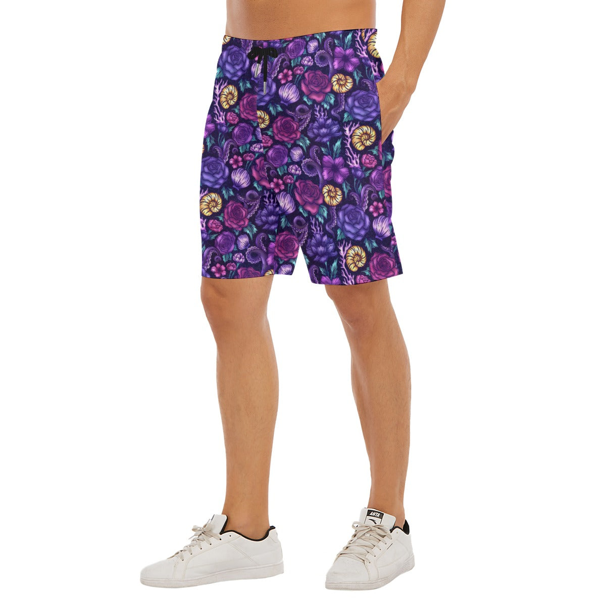 Fairytale Florals – Dark Sea Witch - Men’s Pocket Beach Shorts