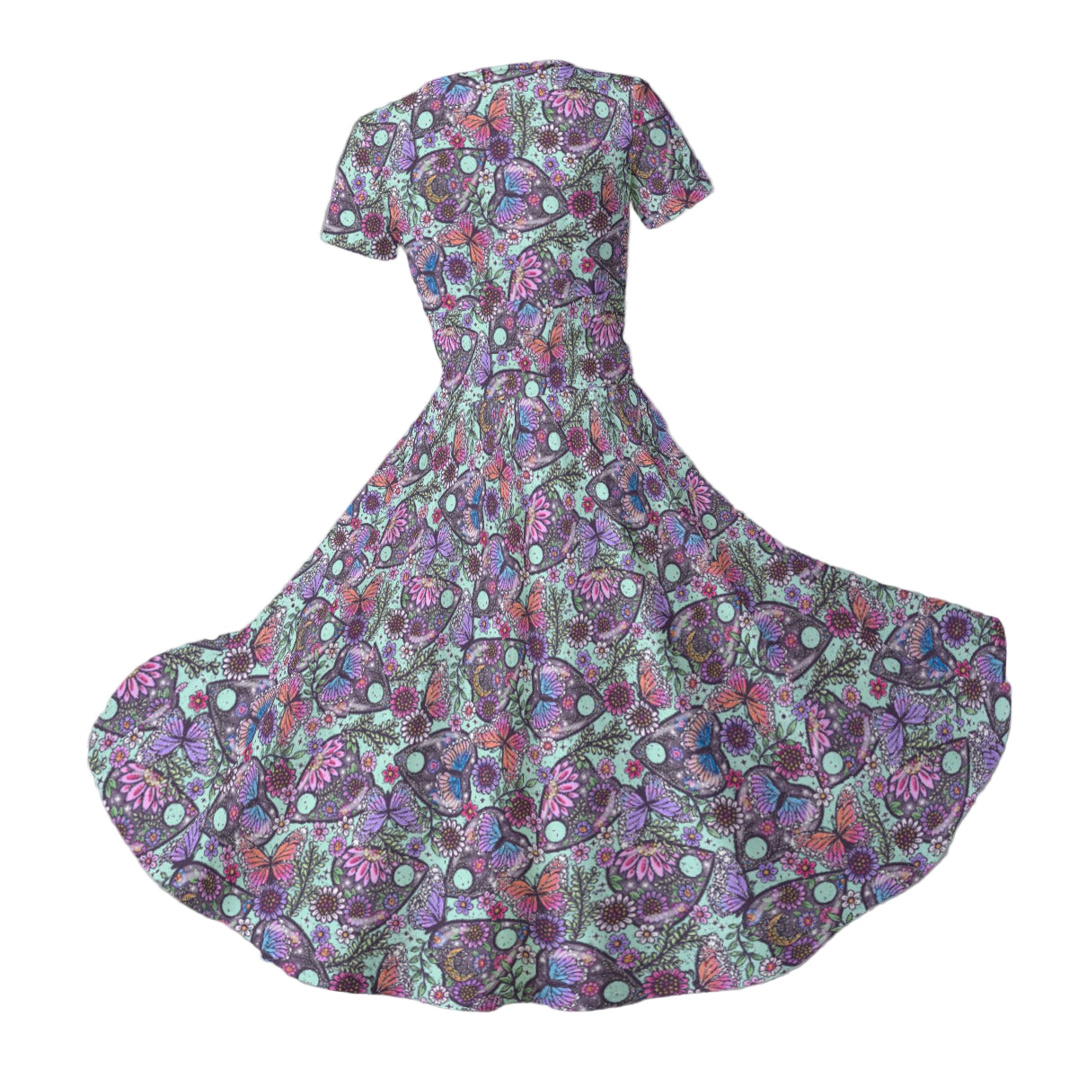 Butterfly Planchettes - Women's V-Neck Ruched Midi Dress
