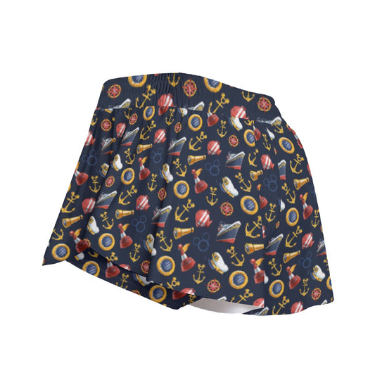 Mouse Ear Nautical Icons - Women's Flowy Pocket Shorts