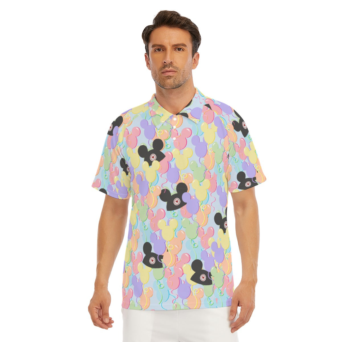 Pastel Mouse Ear Balloons - Men's Polo Shirt