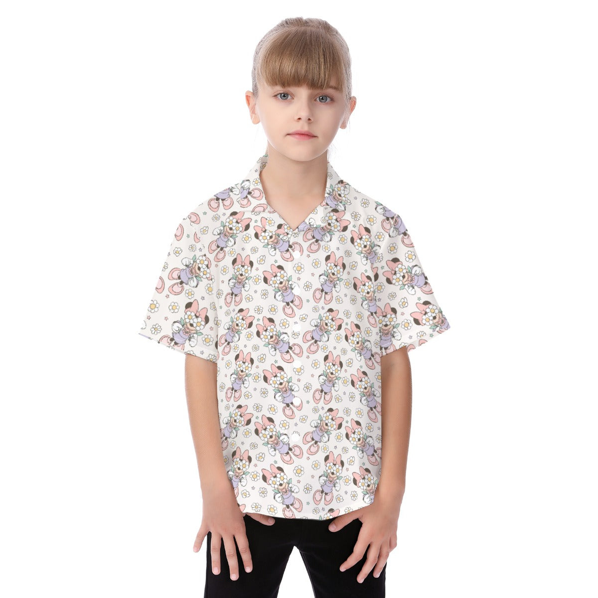 Daisy Crown Delight - Kid's Hawaiian Button Up Shirt