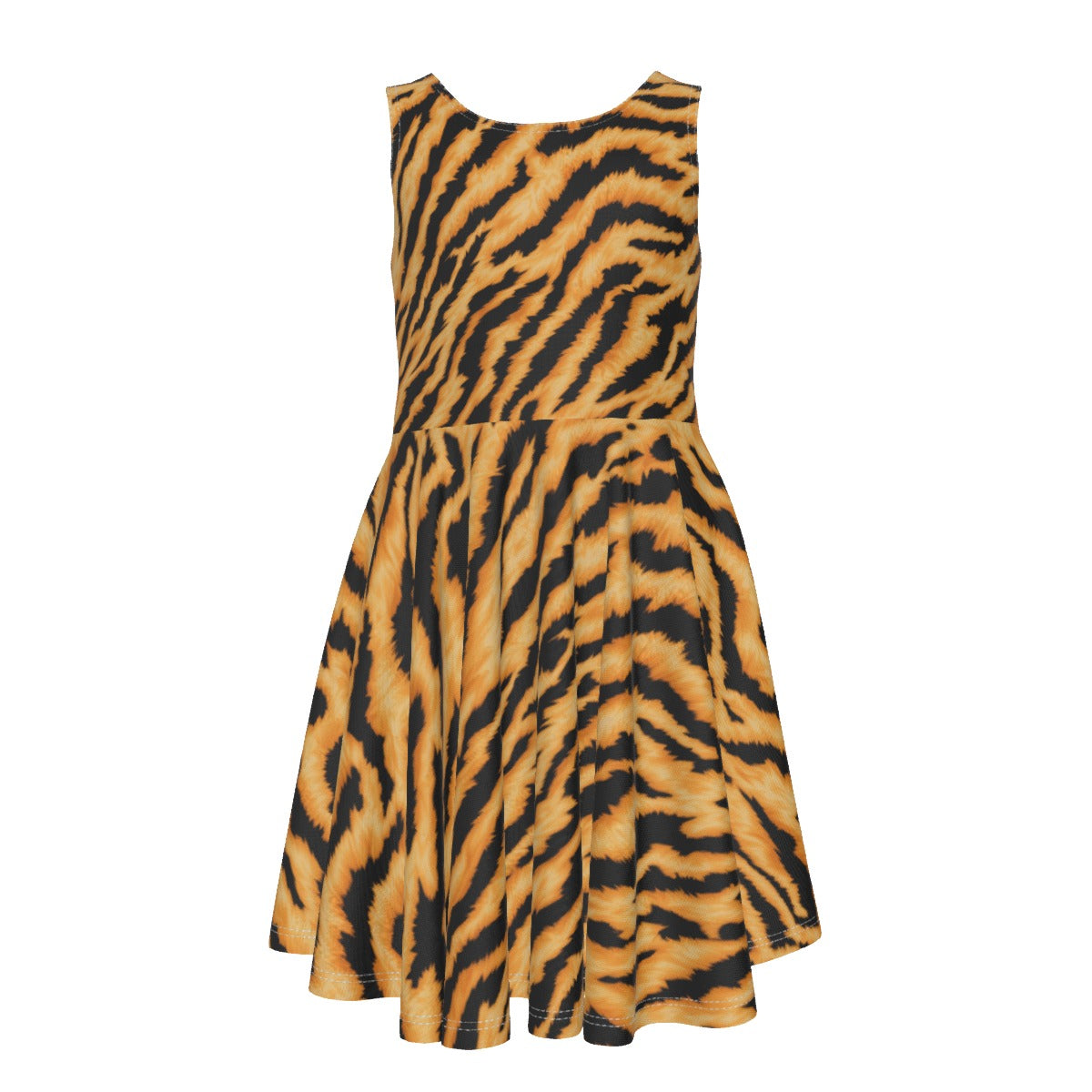 Animal Print - Tiger - Kid's Sleeveless Skater Dress