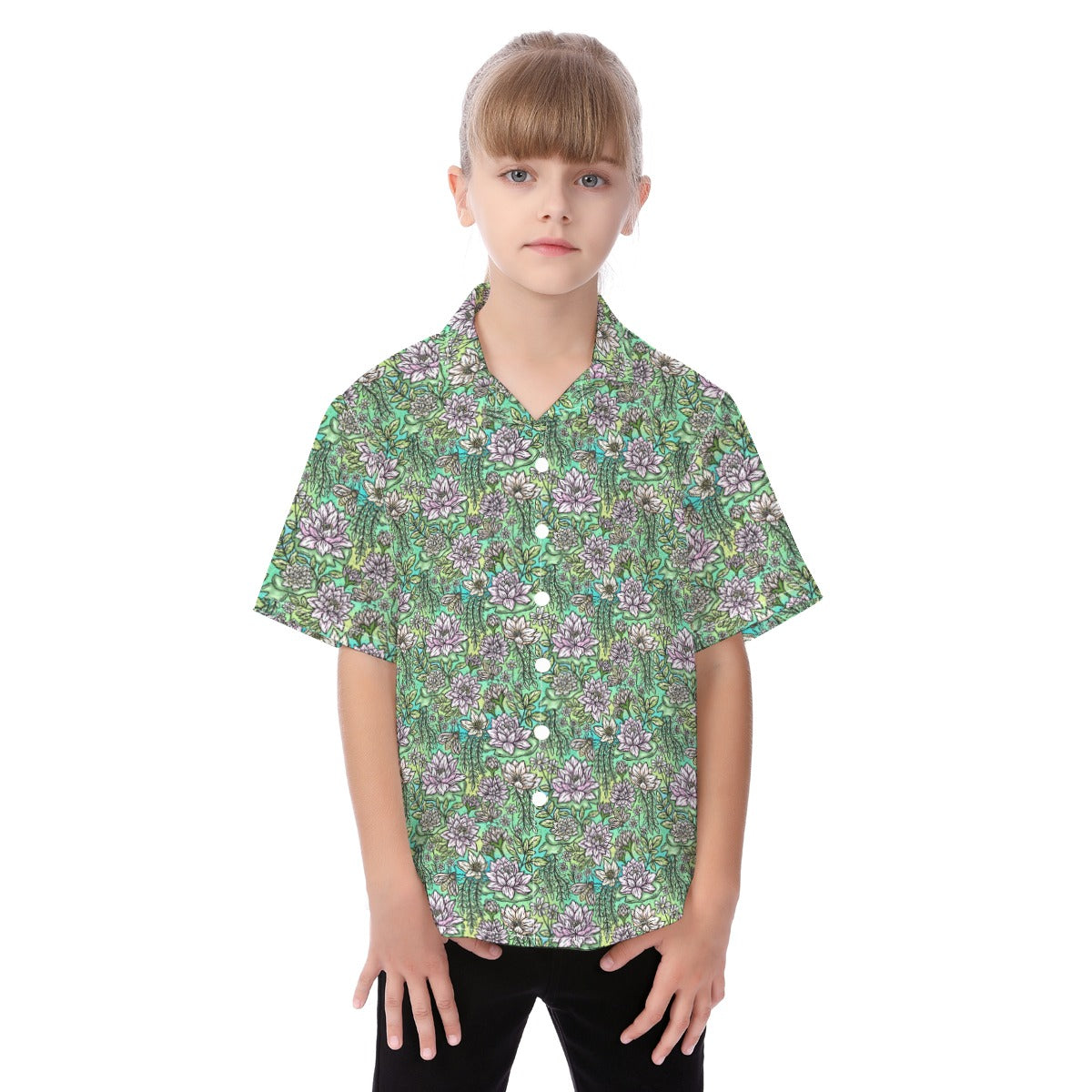 Fairytale Florals – Bayou Blooms - Kid's Hawaiian Button Up Shirt