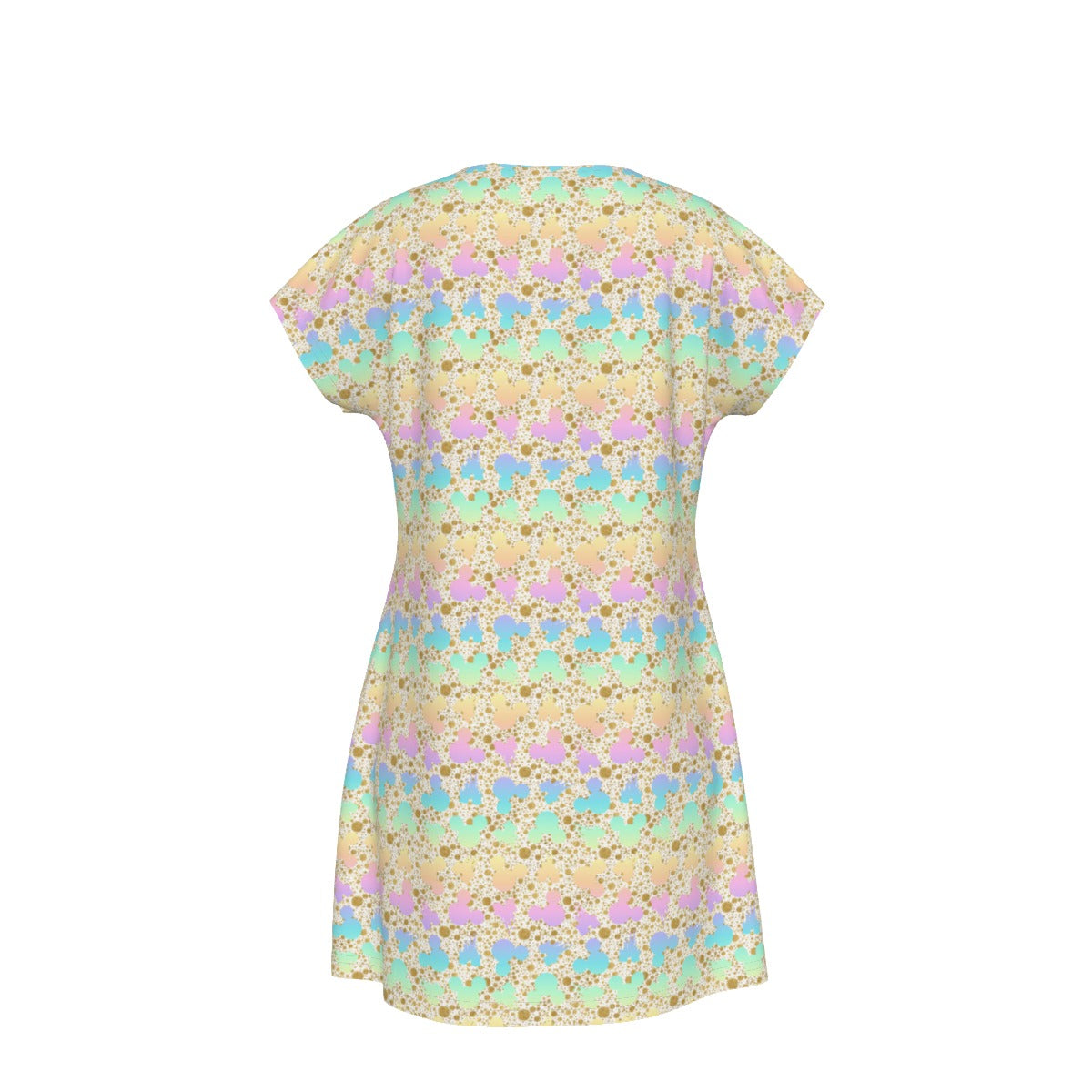 Gold Dot Rainbow Mouse Ears Castle - Women's T-Shirt Dress