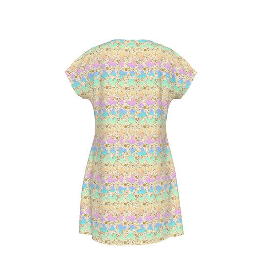 Gold Dot Rainbow Mouse Ears Castle - Women's T-Shirt Dress