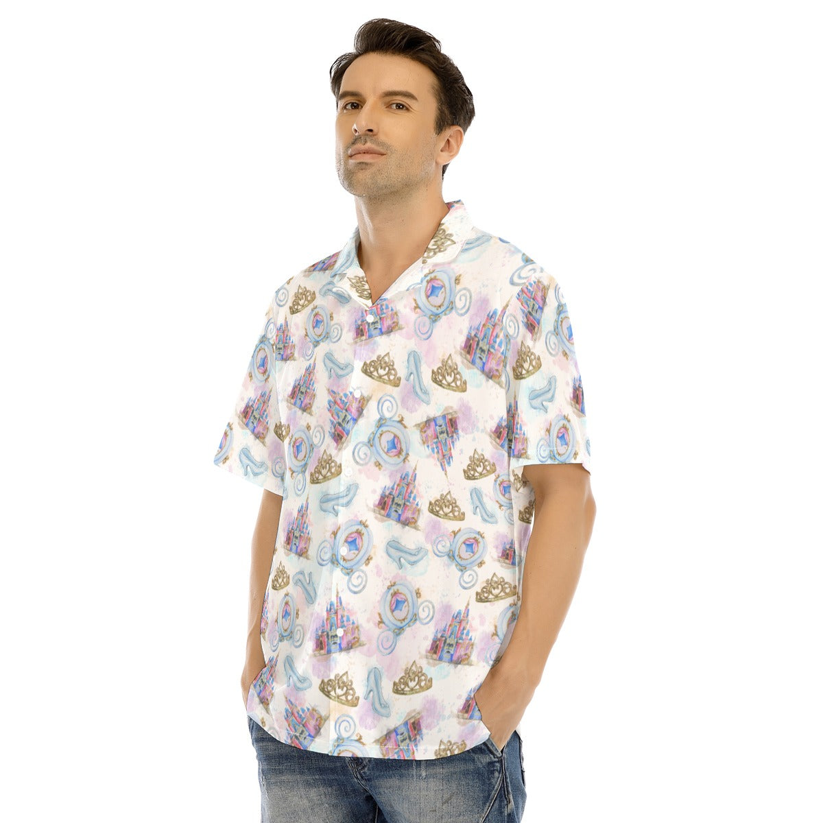 Watercolor Fairytale Fantasy - Men's Hawaiian Button Up Shirt
