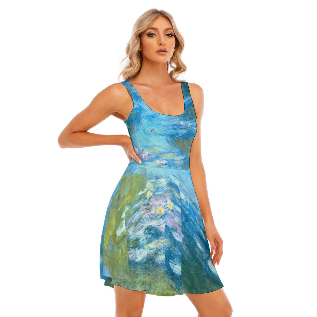 Monet Water Lillies - Women's Sleeveless Pocket Skater Dress