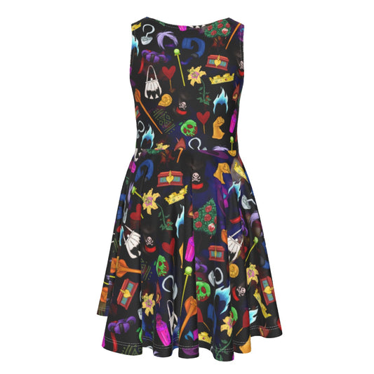 Villainous Icons Collage - Kid's Sleeveless Skater Dress