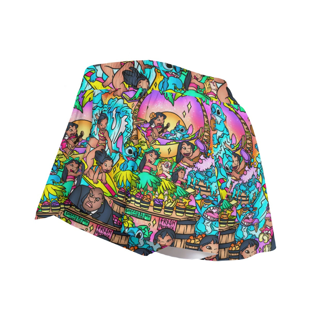 Ohana Island Storybook Scenes - Women's Flowy Pocket Shorts