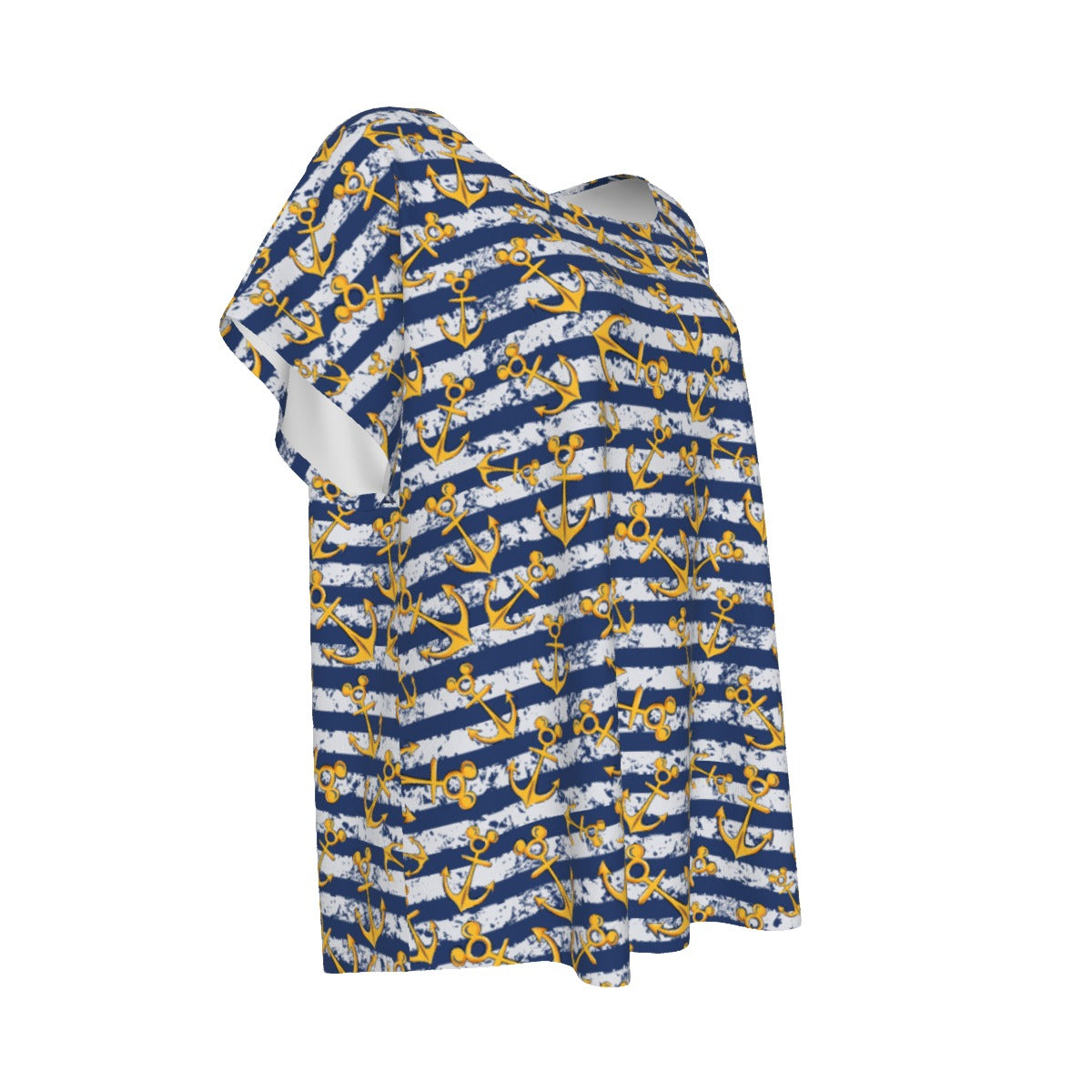 Nautical Mouse Ear Anchors - Women’s Relaxed Fit Scoop Tee