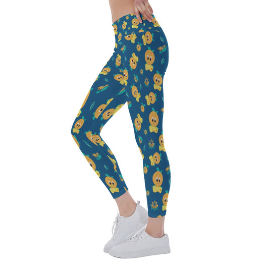 Cheerful Citrus Bird - Women's Yoga Leggings