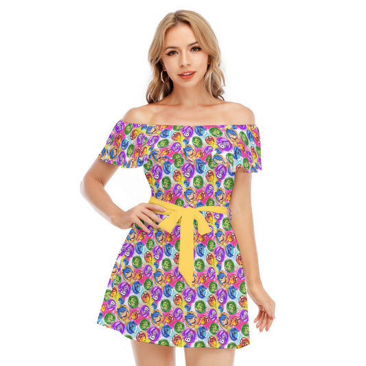 Inside Out Emotions - Women's Off-shoulder Ruffle Dress