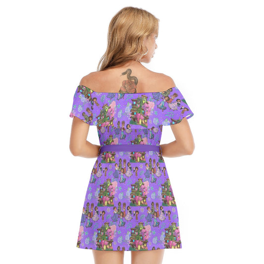 Whimsical Family Magic - Women's Off-shoulder Ruffle Dress