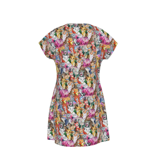 Whimsical Storybook Cats - Women's T-Shirt Dress