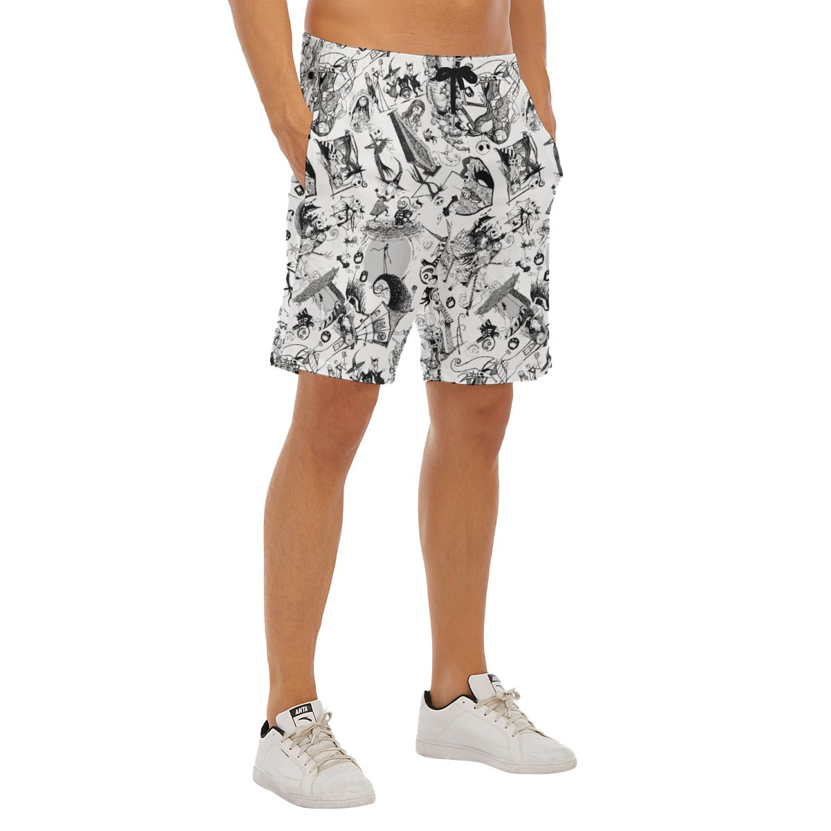 Nightmare Halloween Sketches - Men’s Pocket Beach Shorts