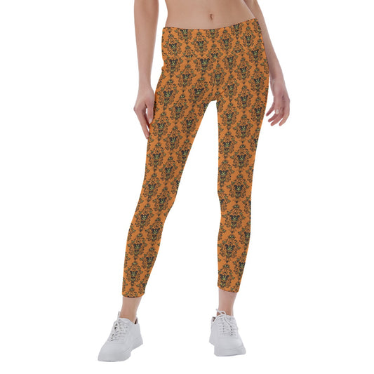Haunted Halloween Mansion Wallpaper - Women's Yoga Leggings