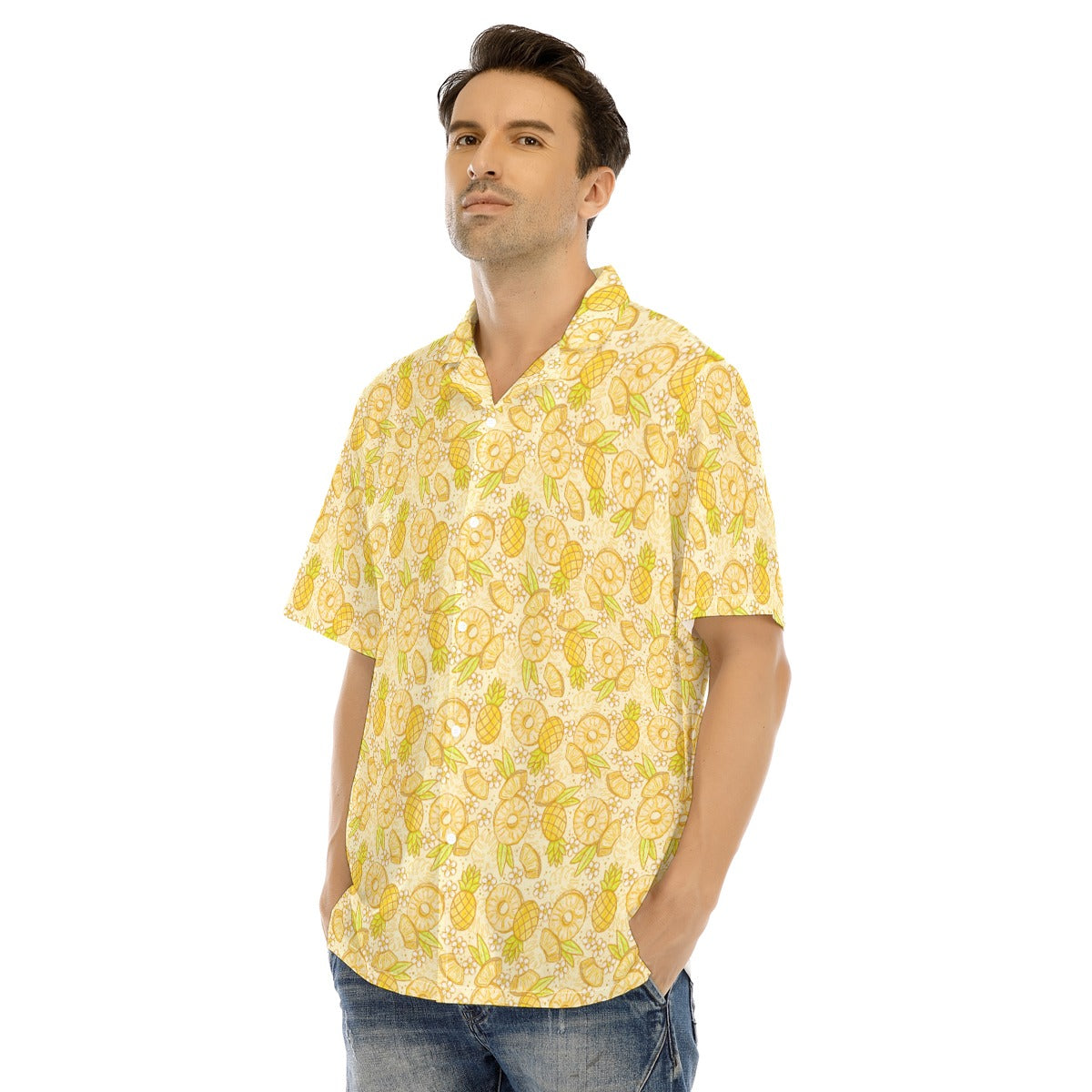 Summer Fruits - Pineapple - Men's Hawaiian Button Up Shirt