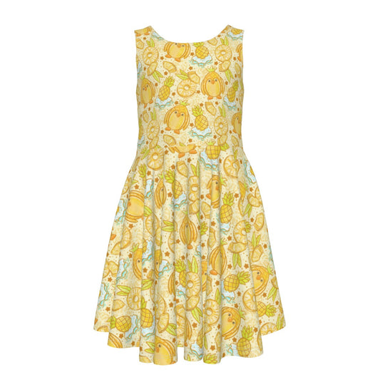 Fruitimals - Pineapple Penguins - Kid's Sleeveless Skater Dress