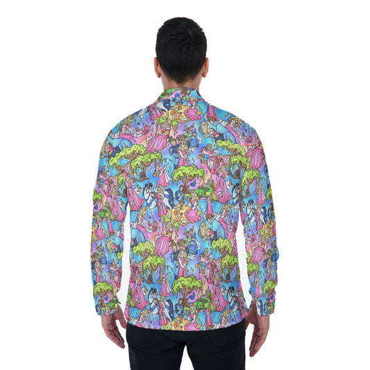 Dreaming Princess Storybook Scenes - Men's Long Sleeve Button Up Shirt