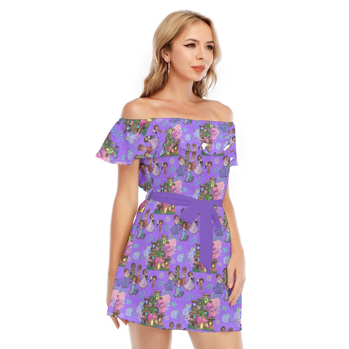 Whimsical Family Magic - Women's Off-shoulder Ruffle Dress