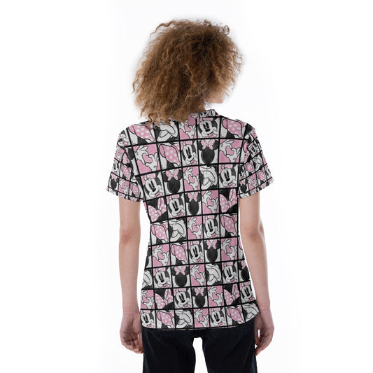 Mouse Bow Block Party - Women's Short Sleeve V-Neck T-Shirt