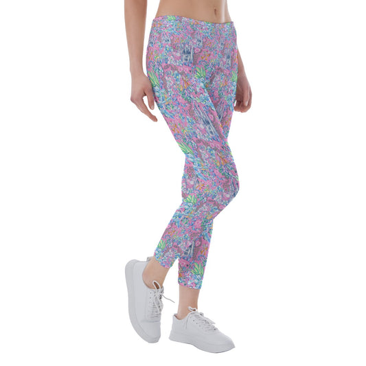 Bright Tropical Dreams - Enchanted Squeaky Helpers - Women's Yoga Leggings