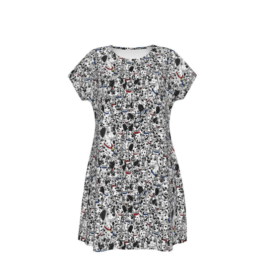 Sketchy Spotted Puppies - Women's T-Shirt Dress