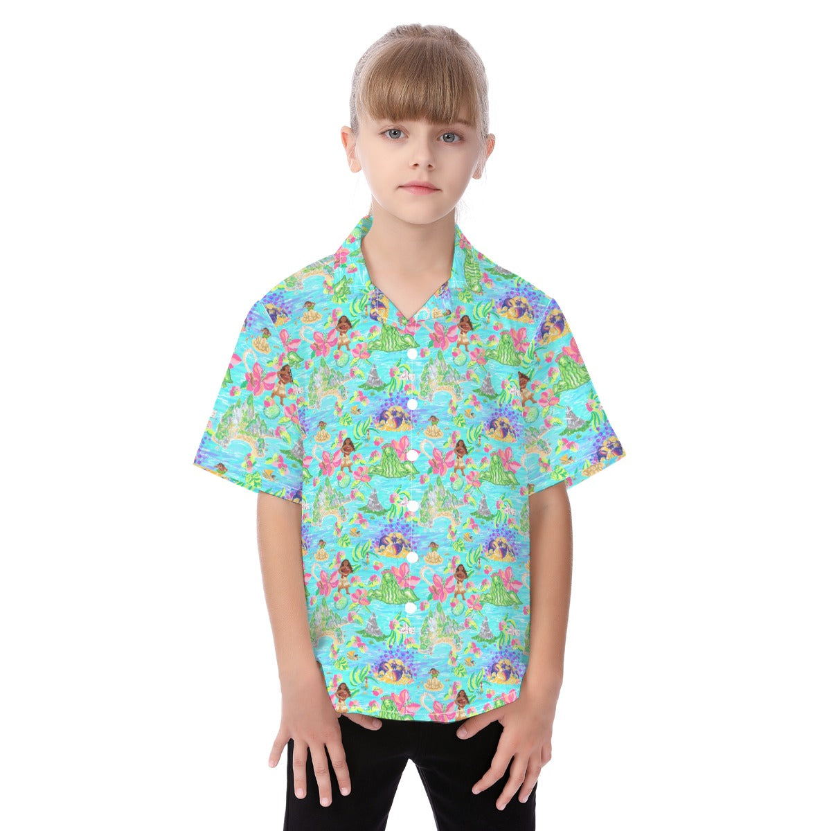 Tropical Island Paradise - Kid's Hawaiian Button Up Shirt
