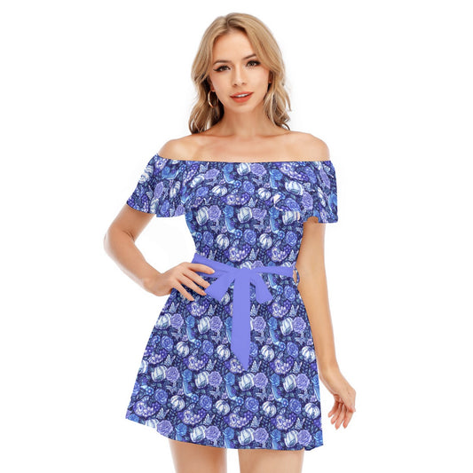 Fairytale Florals – Royal Ball - Women's Off-shoulder Ruffle Dress
