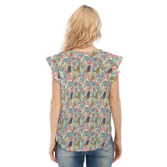 Tattoo Hearts Galactic Legends - Women’s Flutter Sleeve Top