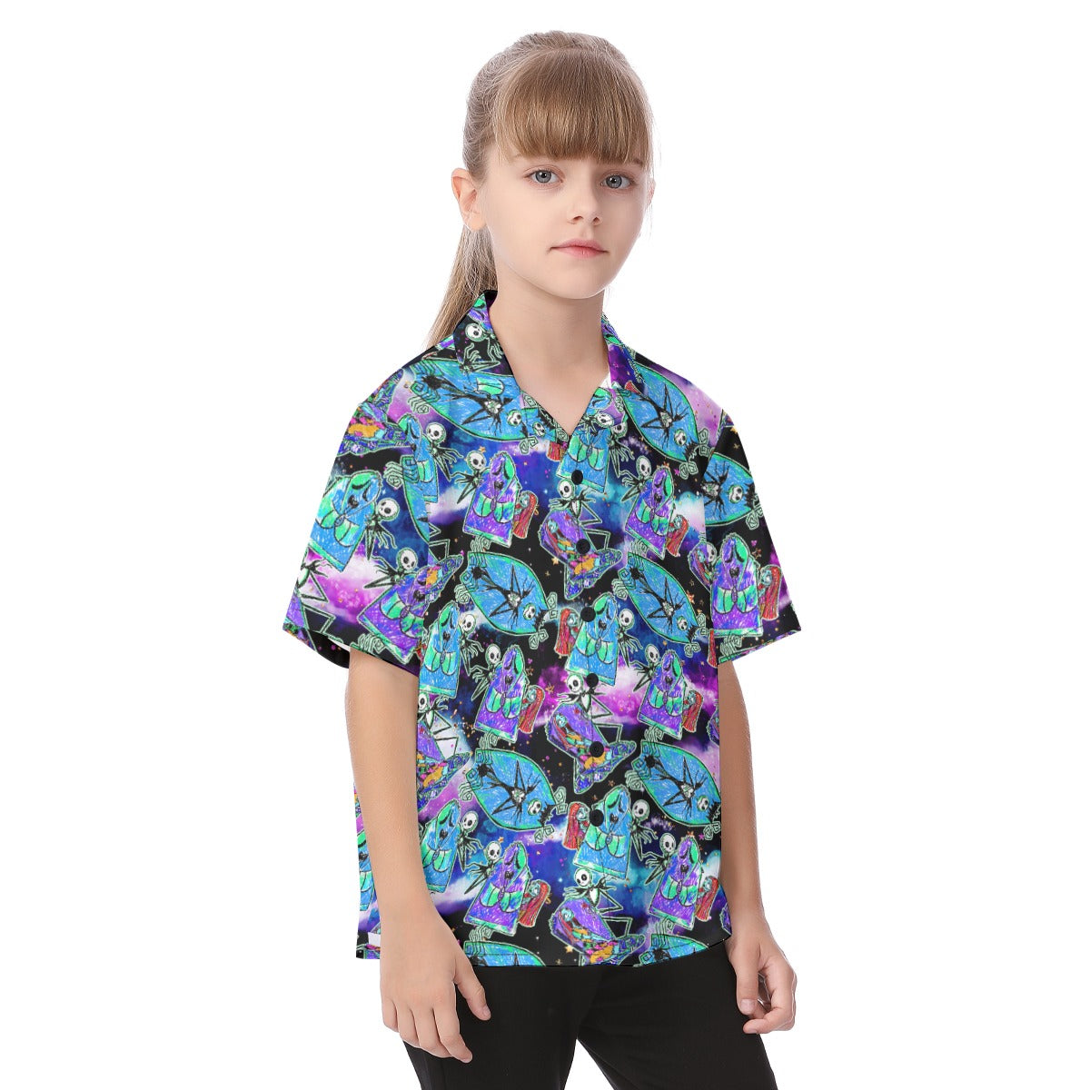 Haunting Romance Sketchched - Kid's Hawaiian Button Up Shirt