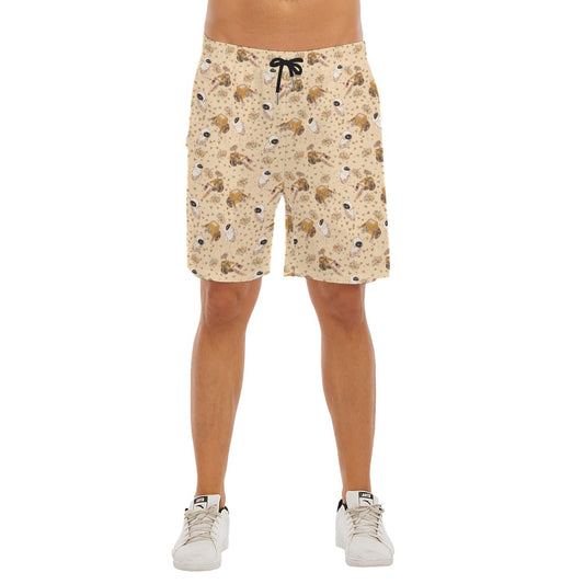 Botanical Robot Love Story - Men’s Pocket Beach Shorts