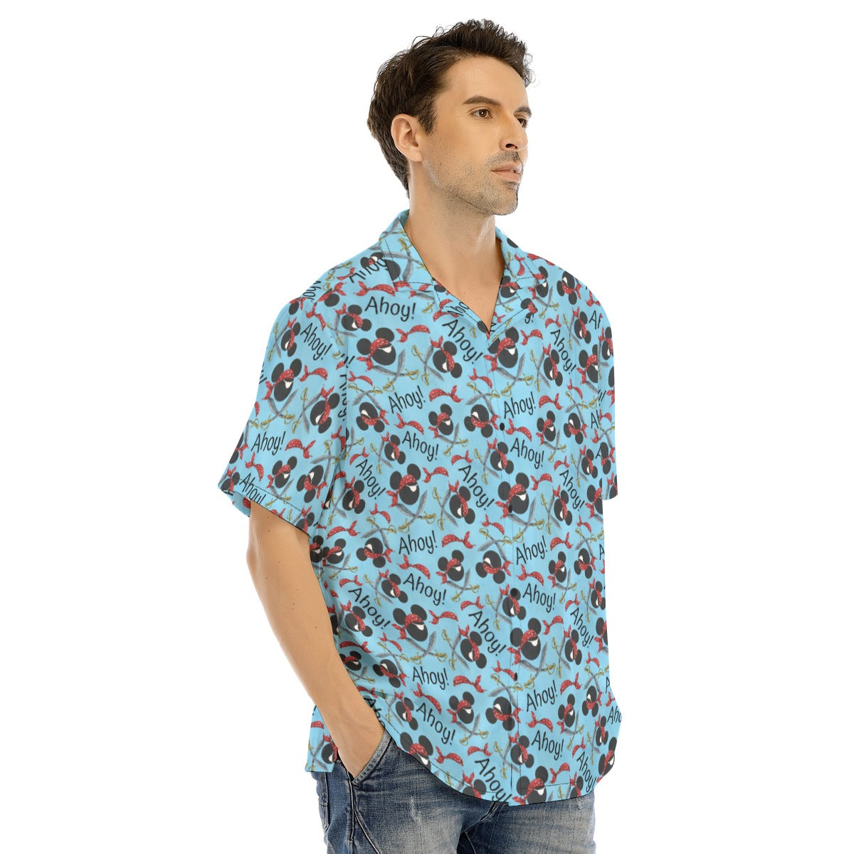 Pirate Mouse Ahoy! - Men's Hawaiian Button Up Shirt