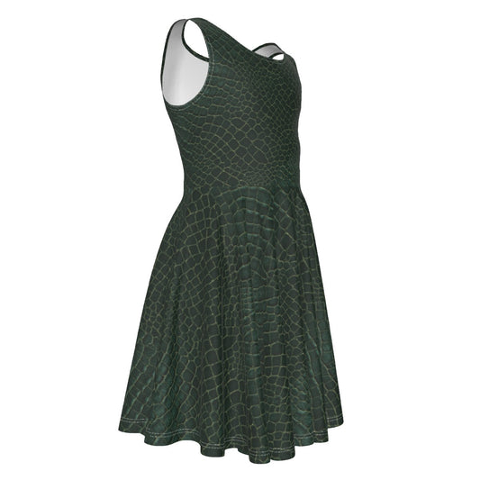 Animal Print - Alligator - Kid's Sleeveless Skater Dress