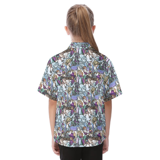 Enchanted Winter Journey - Kid's Hawaiian Button Up Shirt