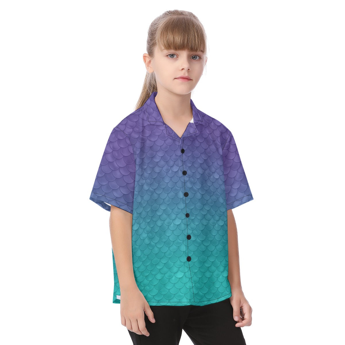 Dreamy Mermaid Scales - Kid's Hawaiian Button Up Shirt