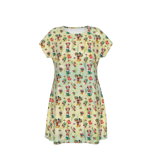 Garden Mouse Helpers at Work - Women's T-Shirt Dress