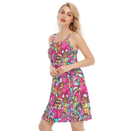 Red Panda Chaos Scenes - Women’s Adjustable Sundress