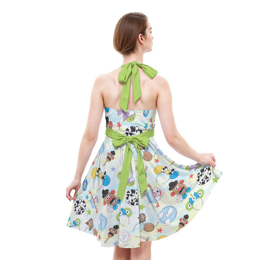 Playful Toy Style Icons - Women's Halter Vintage Pocket Dress