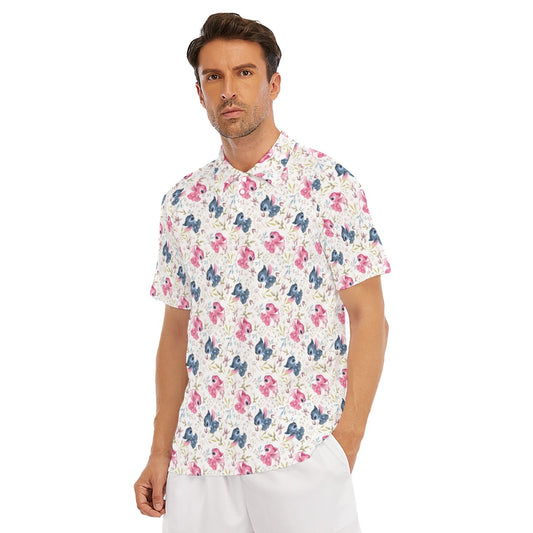 Blue Alien & Pink Friend Love - Men's Polo Shirt